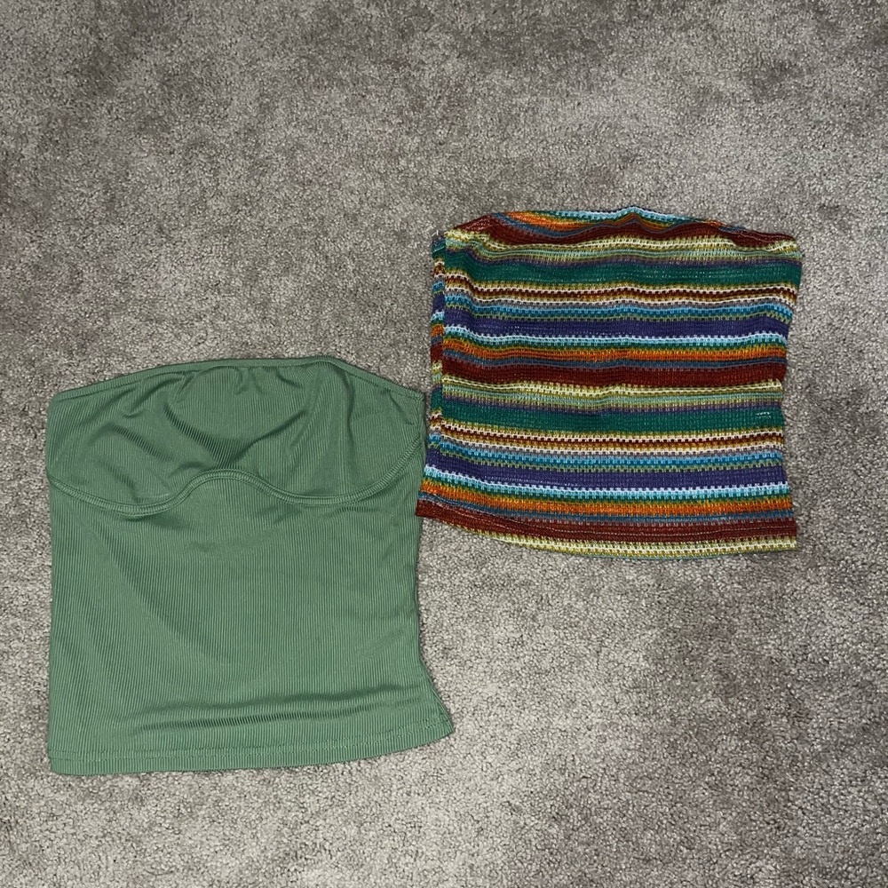 Green and Striped Tube Tops